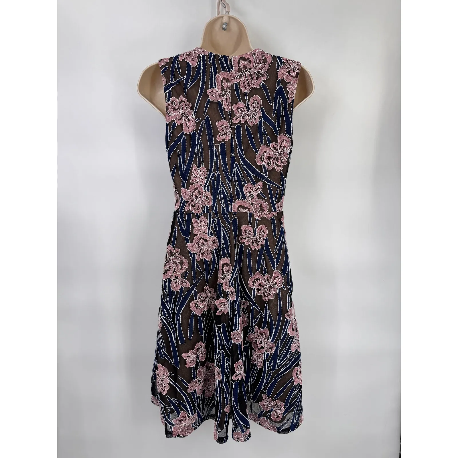 Dress The Population XS Sheer Floral Embroidered Sleeveless Party Cocktail Dress - Image 7