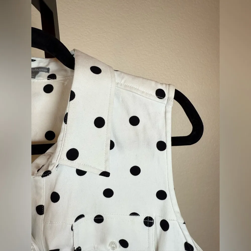 Charlotte Russe Polka Dot Sleeveless Button Up Shirt XL Black White Retro Chic - Image 8
