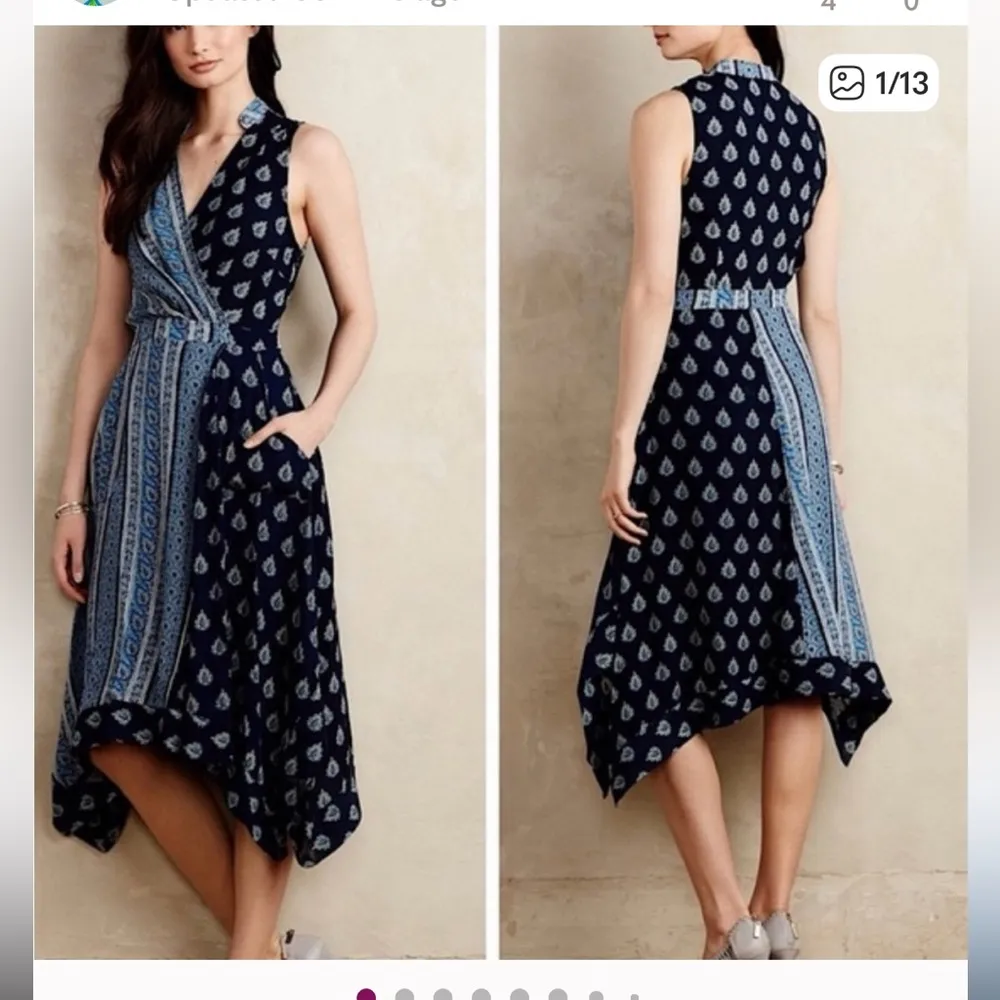 Anthropologie Maeve Eclipsed Paisley Midi Dress Handkerchief Hem Size 2 - Image 2