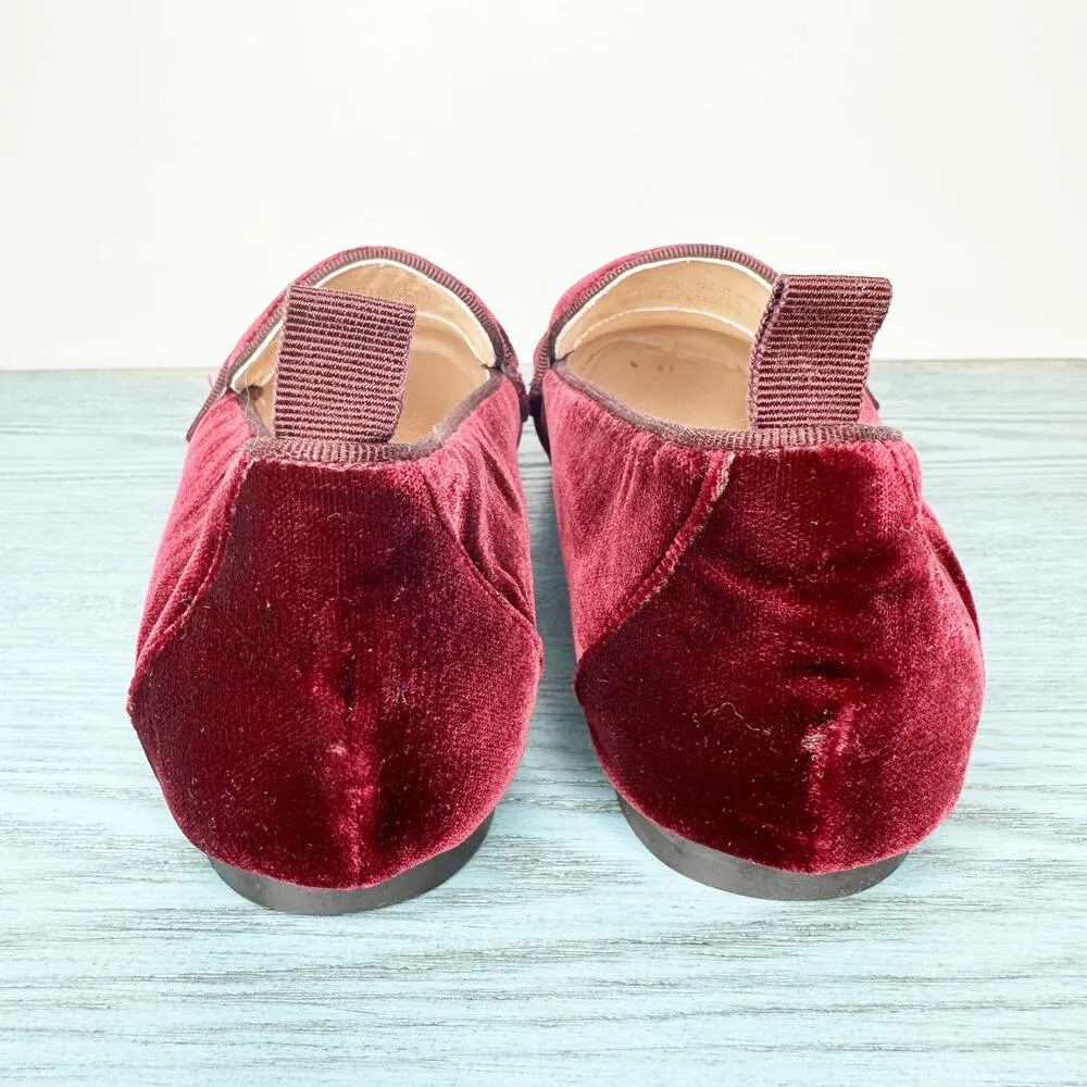J Crew Women’s Red Merlot Velvet Loafers Slip On Size 8.5 - Image 6