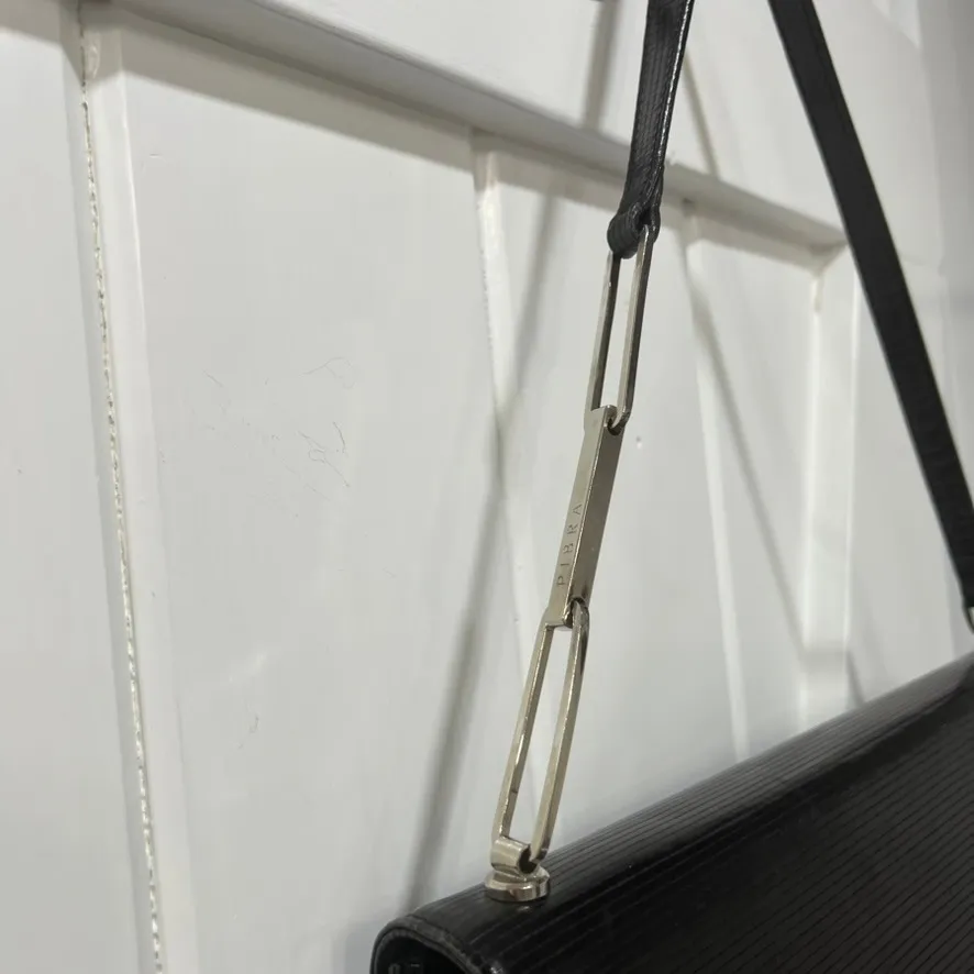 PIBRA Leather Shoulder Purse Square Structure Black Leather Italy - Image 12