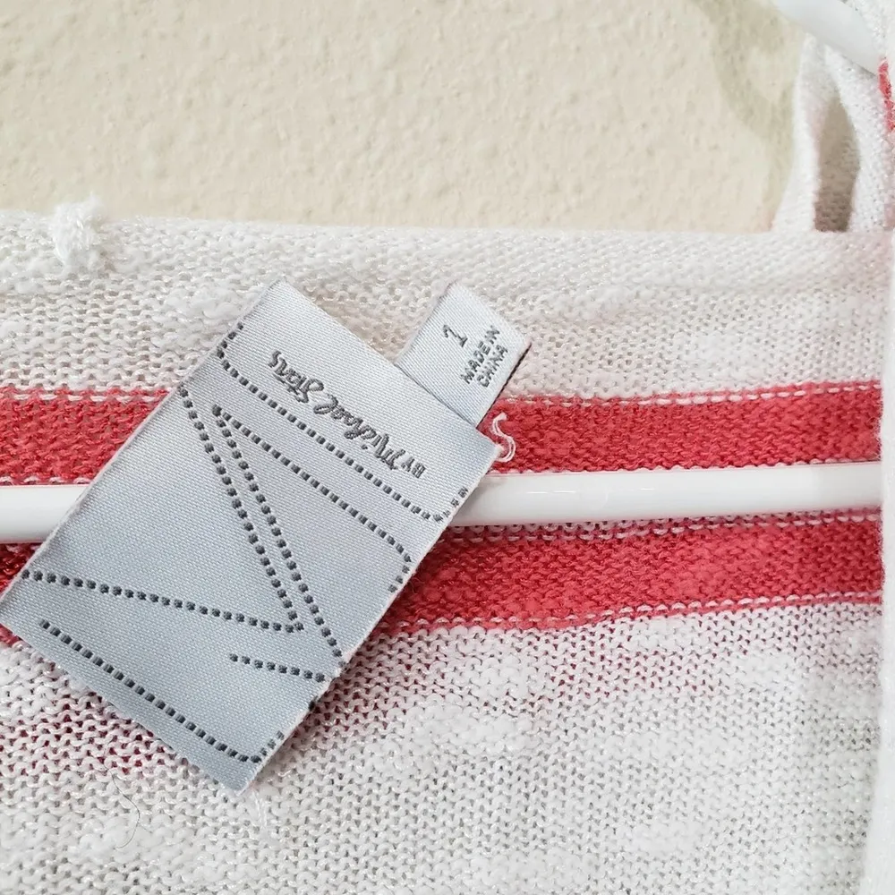 Michael Stars Stripe V-Neck 3/4 Sleeve Knit Drawstring Hem Hoodie Coverup Size 1 - Image 8