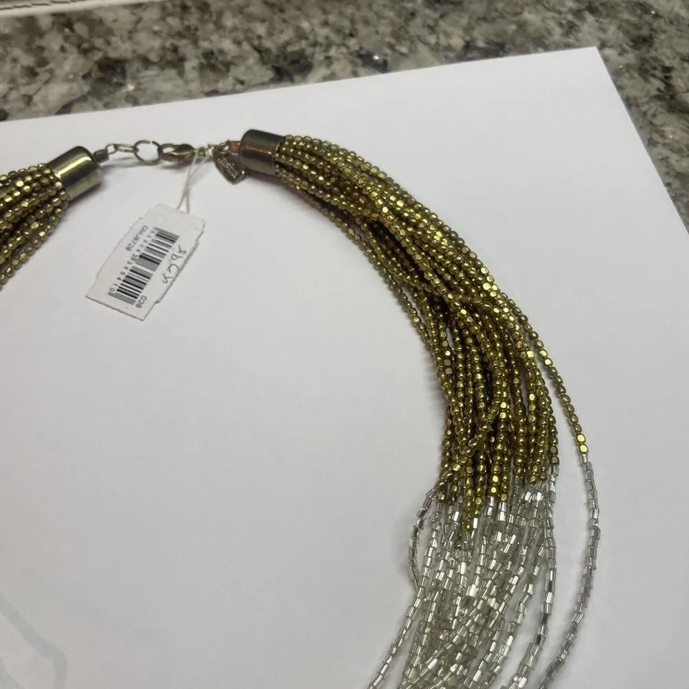 NWT Statement Costume Beaded Necklace Bead Clear / Gold Tone Signed Tasha - Image 3