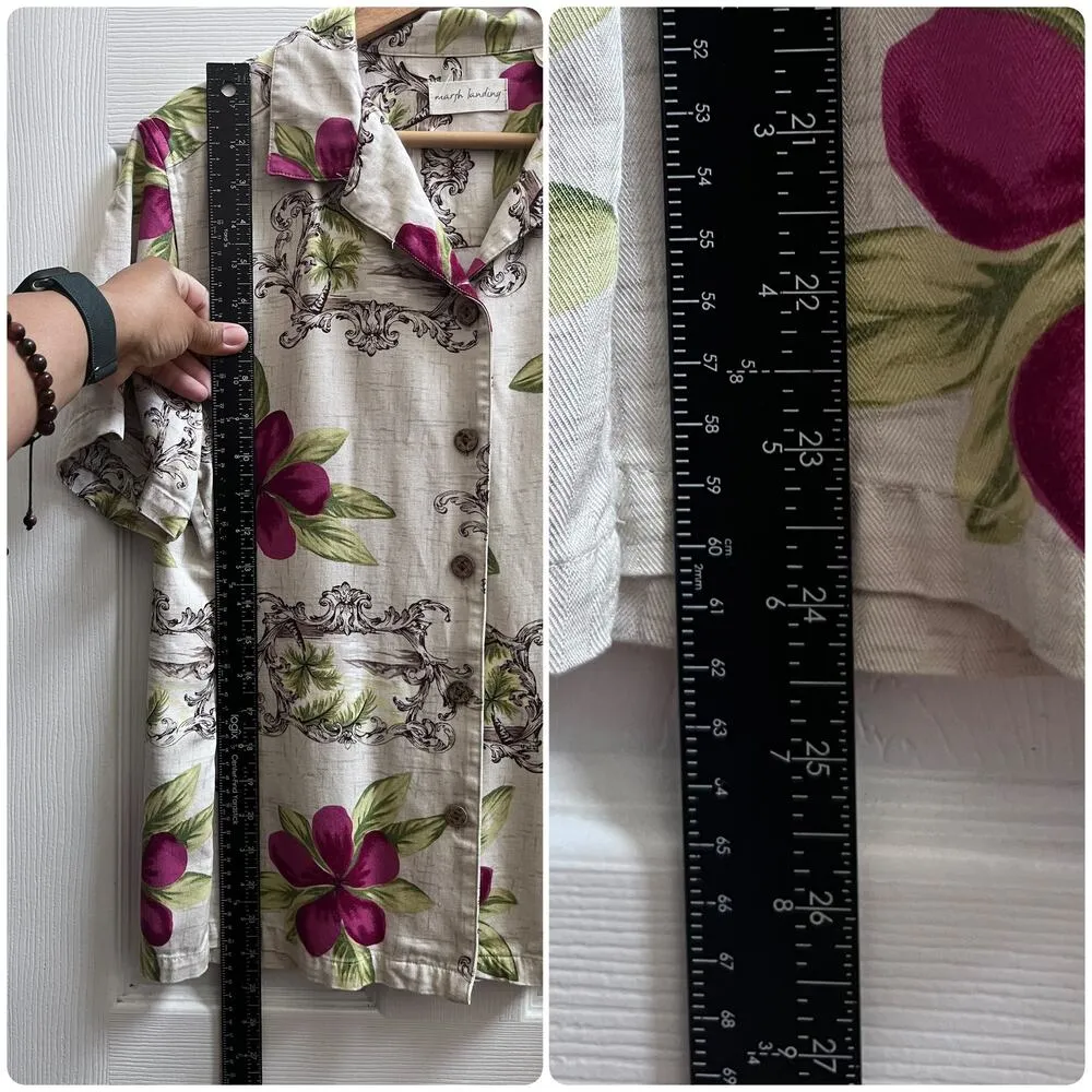 Marsh Landing Hawaiian Tropical Print Boxy Button Up Blouse Size Large - Image 6