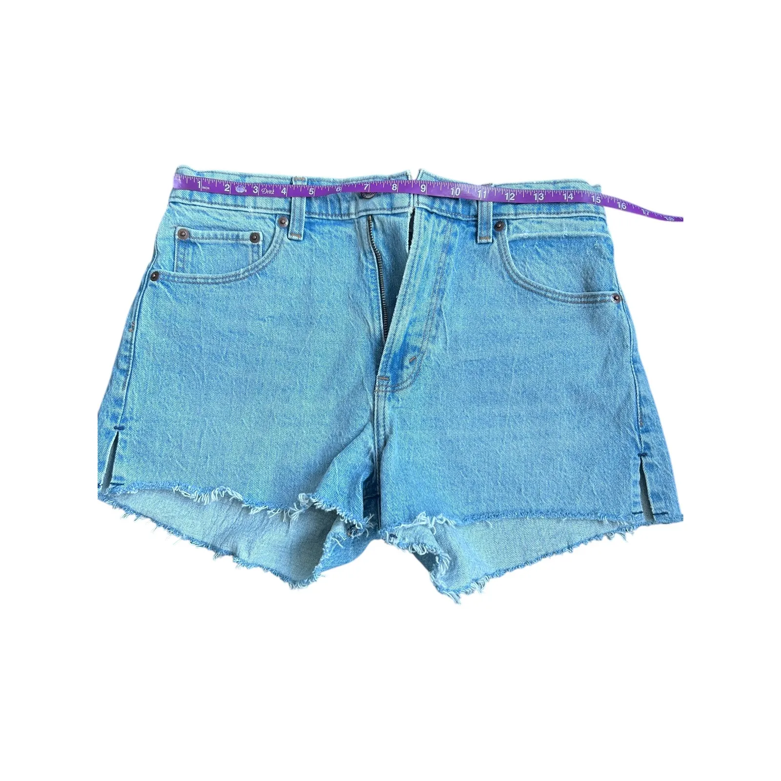 Abercrombie & Fitch The Mom Short High Rise Light Wash Distressed Cutoff Size 27 - Image 6