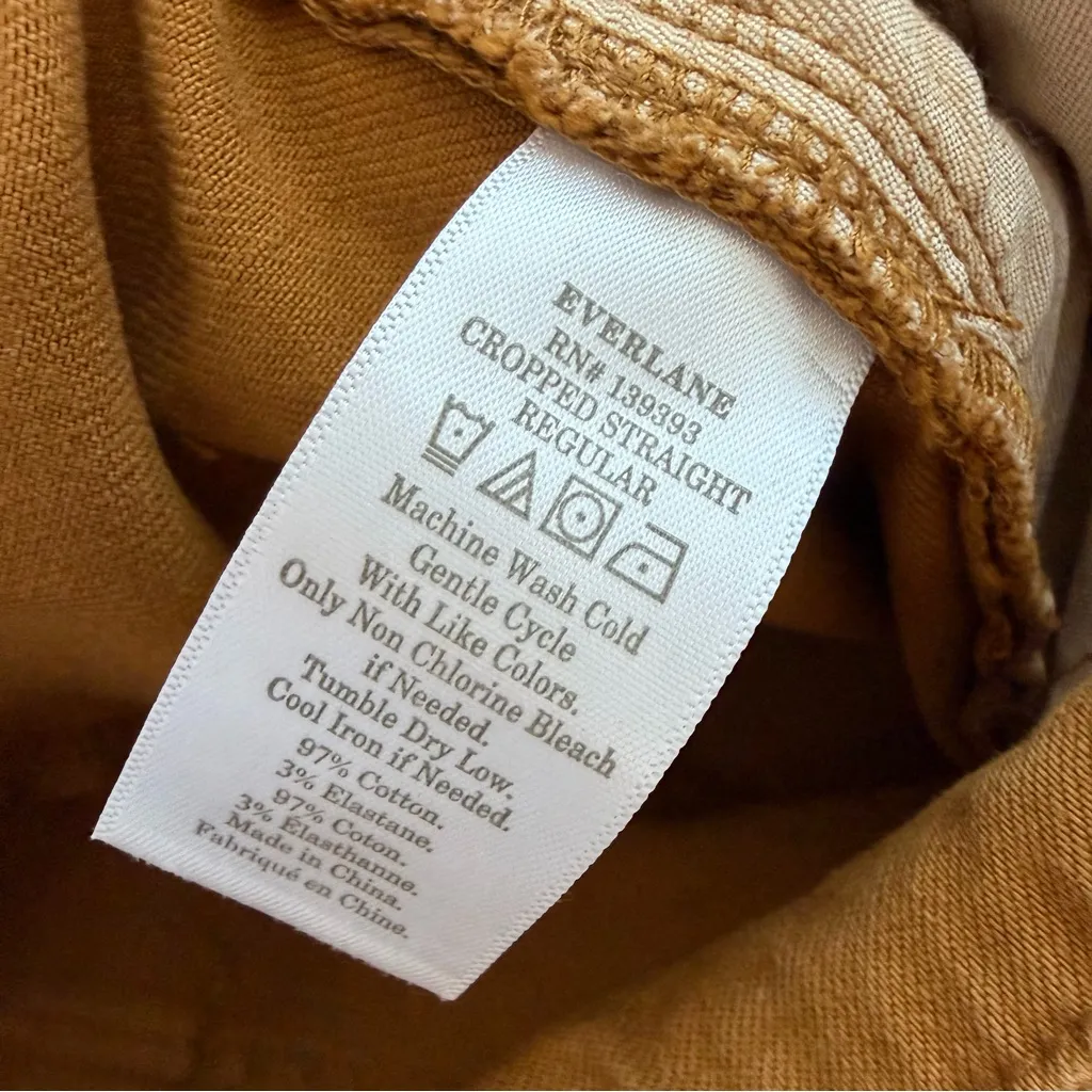 Everlane Cropped Straight Regular Mustard Brown Jean Excellent Condition Size 2 - Image 12