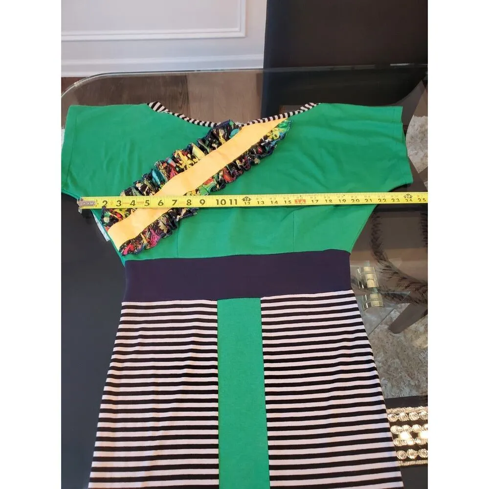 DelreaClothing Women Multicolor Boat Neck Short Sleeve Casual Knee Length Dress Size L - Image 10