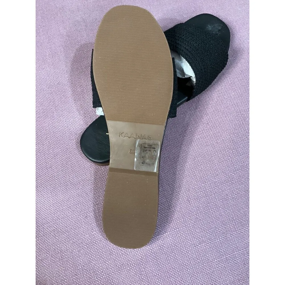 Kaanas Mallow Slide Sandals in Black 9 New with Box Womens Flats Slides - Image 9