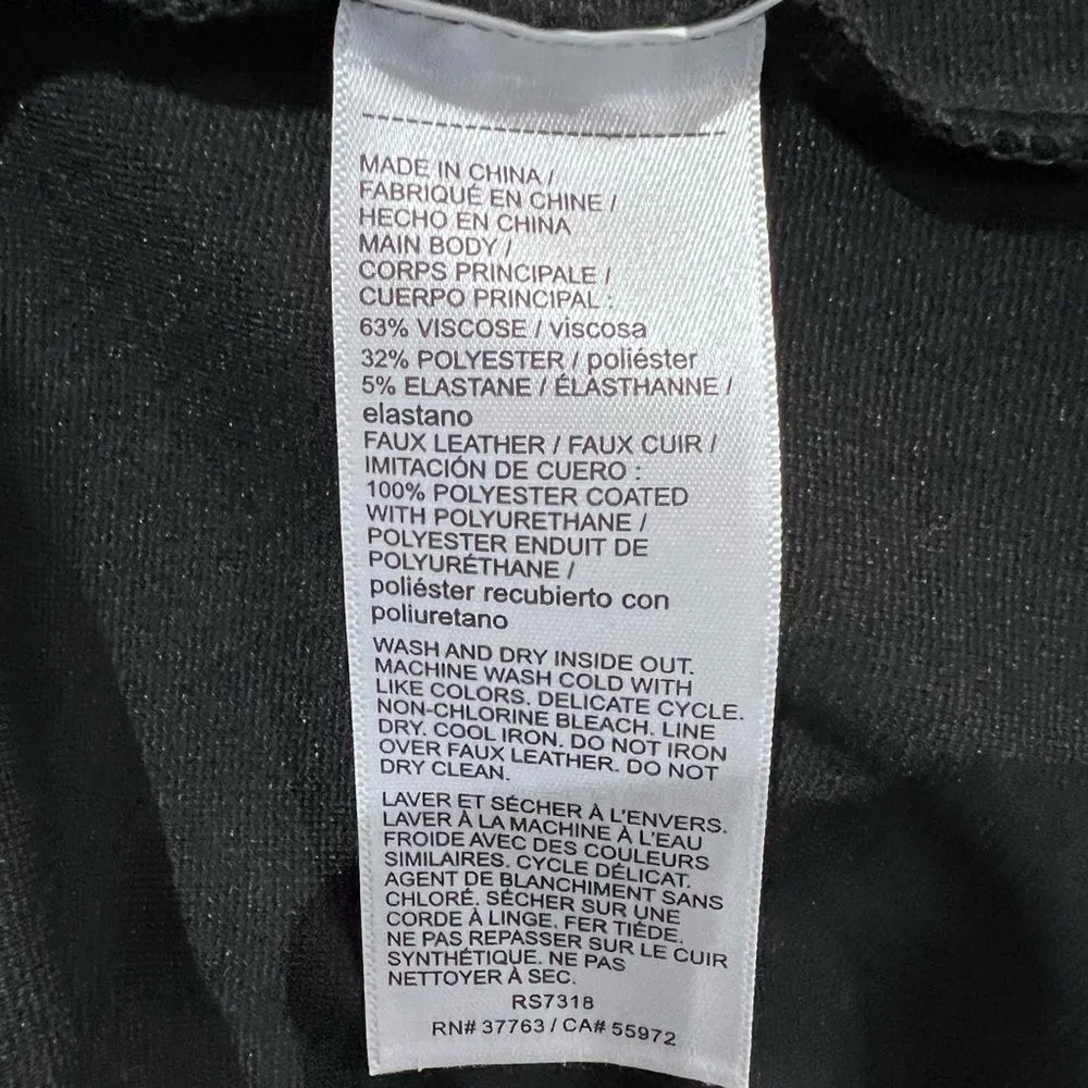 Rafaella black vegan leather and ponte drapes front jacket size small NWT - Image 8