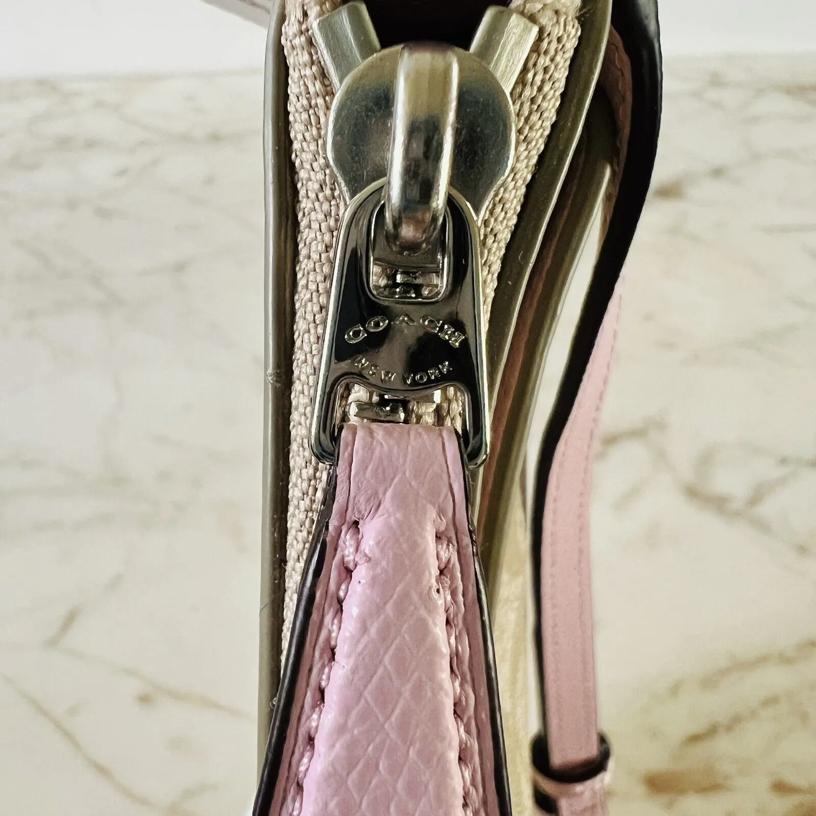 COACH Light Khaki Petal Signature Canvas Messenger Crossbody Bag - Image 10