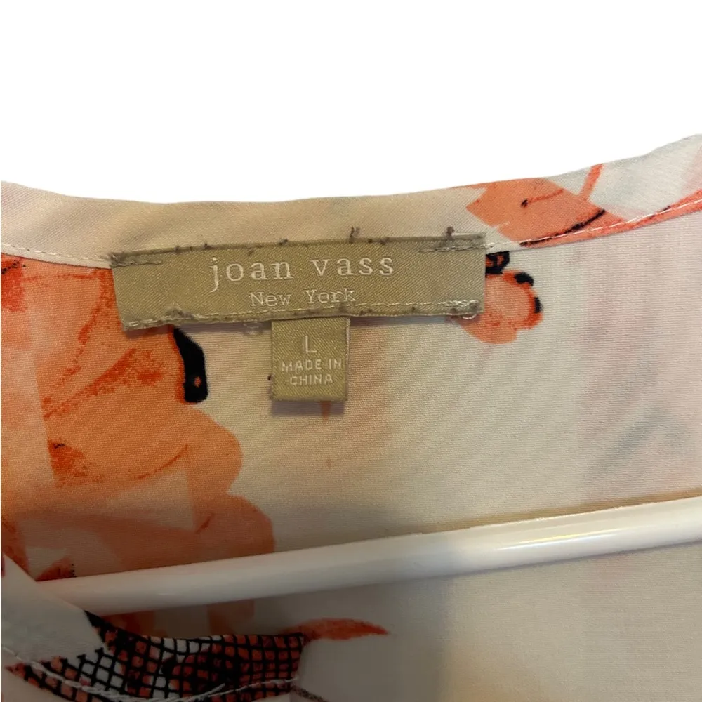 Joan vass long sleeve floral striped shirt size large - Image 3