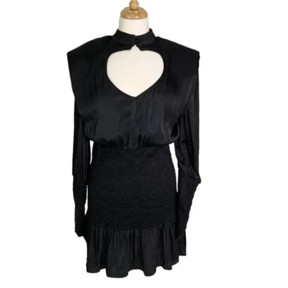 Farm Rio Black Heart Neckline Smocked Detail Mini Dress Size S NWT - Image 6