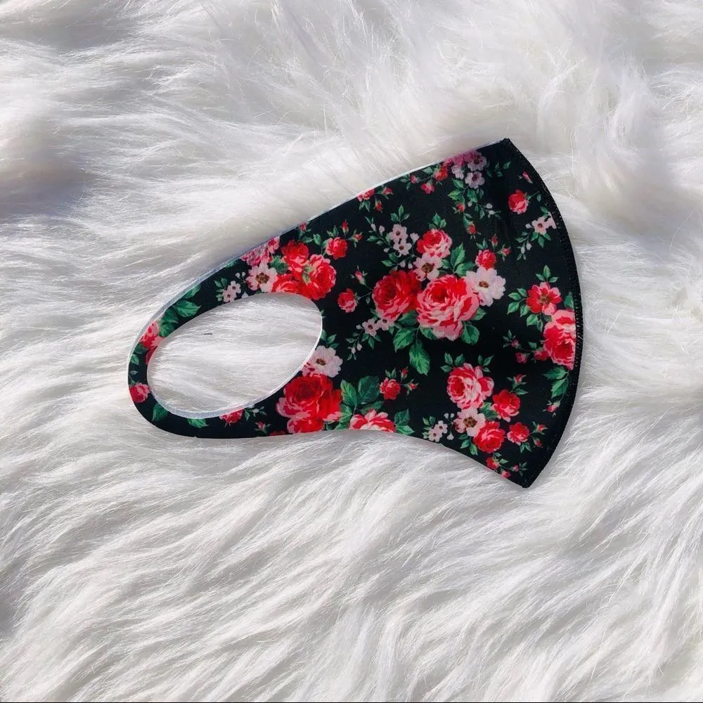Brand New Floral Face Mask For‎ Teens & Women Black - Image 2