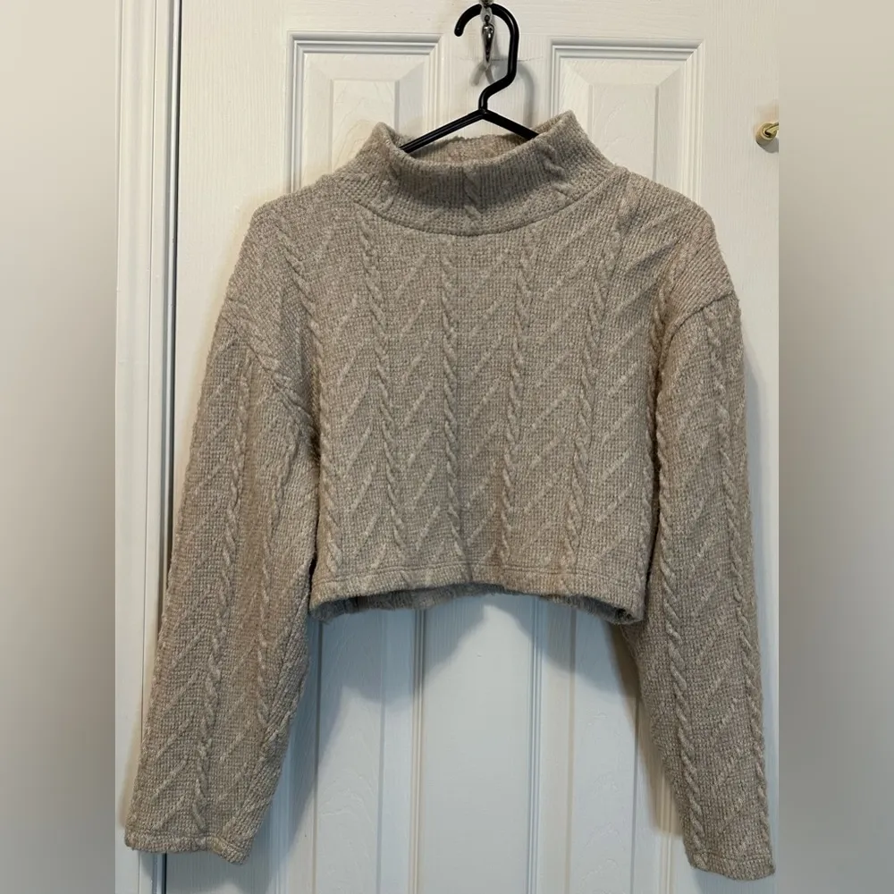 Zara Mock Neck Crop Knit Sweater - Image 2