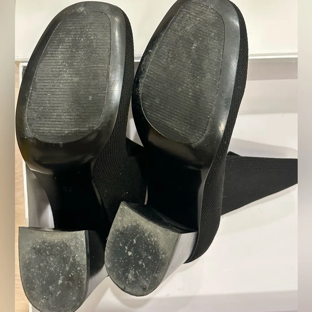 Black Sock Boots with black Heel Size 5.5 - Image 3