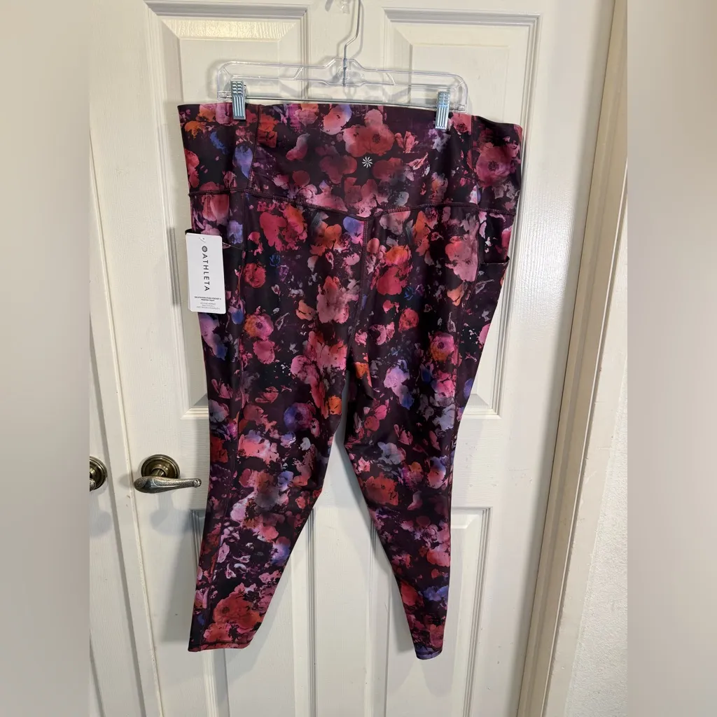 Athleta Salutation Stash Pocket Il Printed Tight
Dappled Bloom Multi Size 3X NEW - Image 7