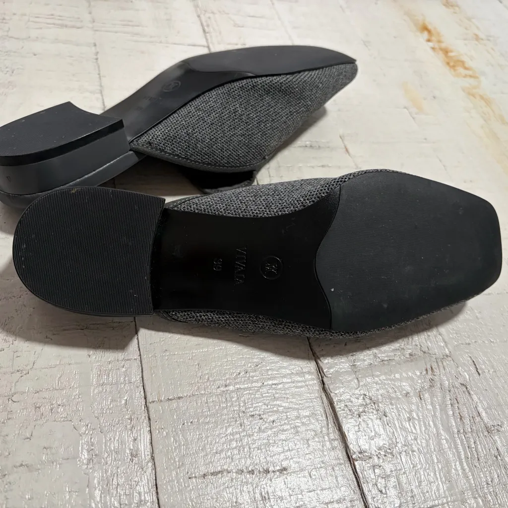 Vivaia Marie Square Toe Mules EU size 39 Grey Slip On Loafer Flats US size 8 Gray - Image 7