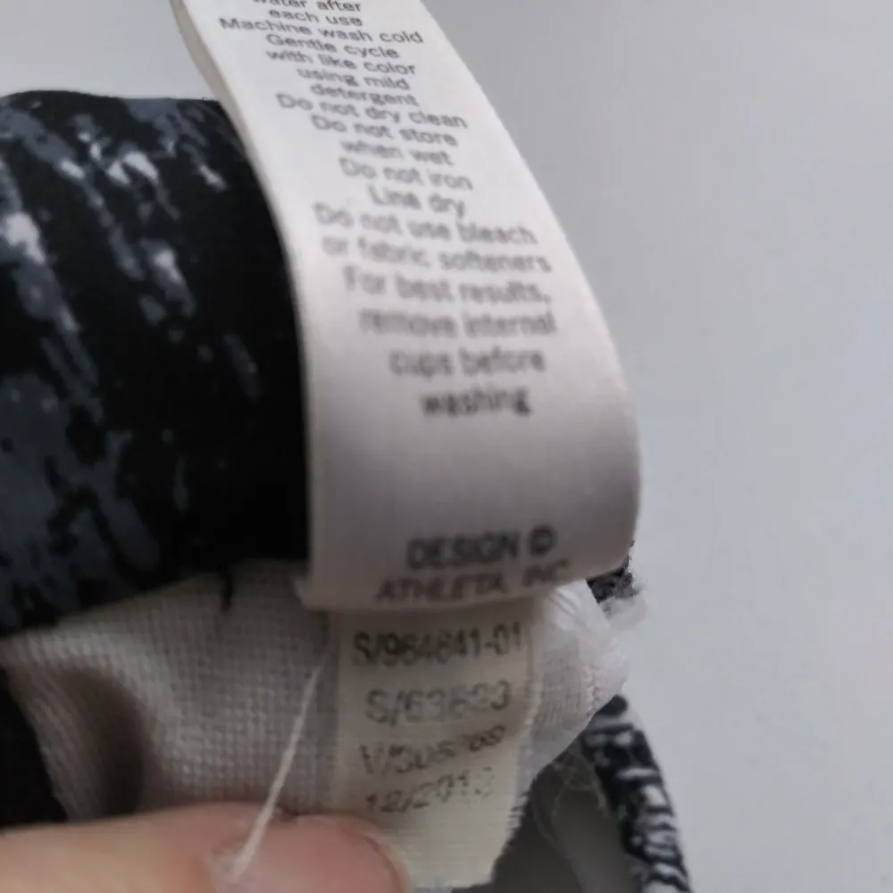 Athleta Black White Print Racer Back Athletic Sports Bra Size Small - Image 6