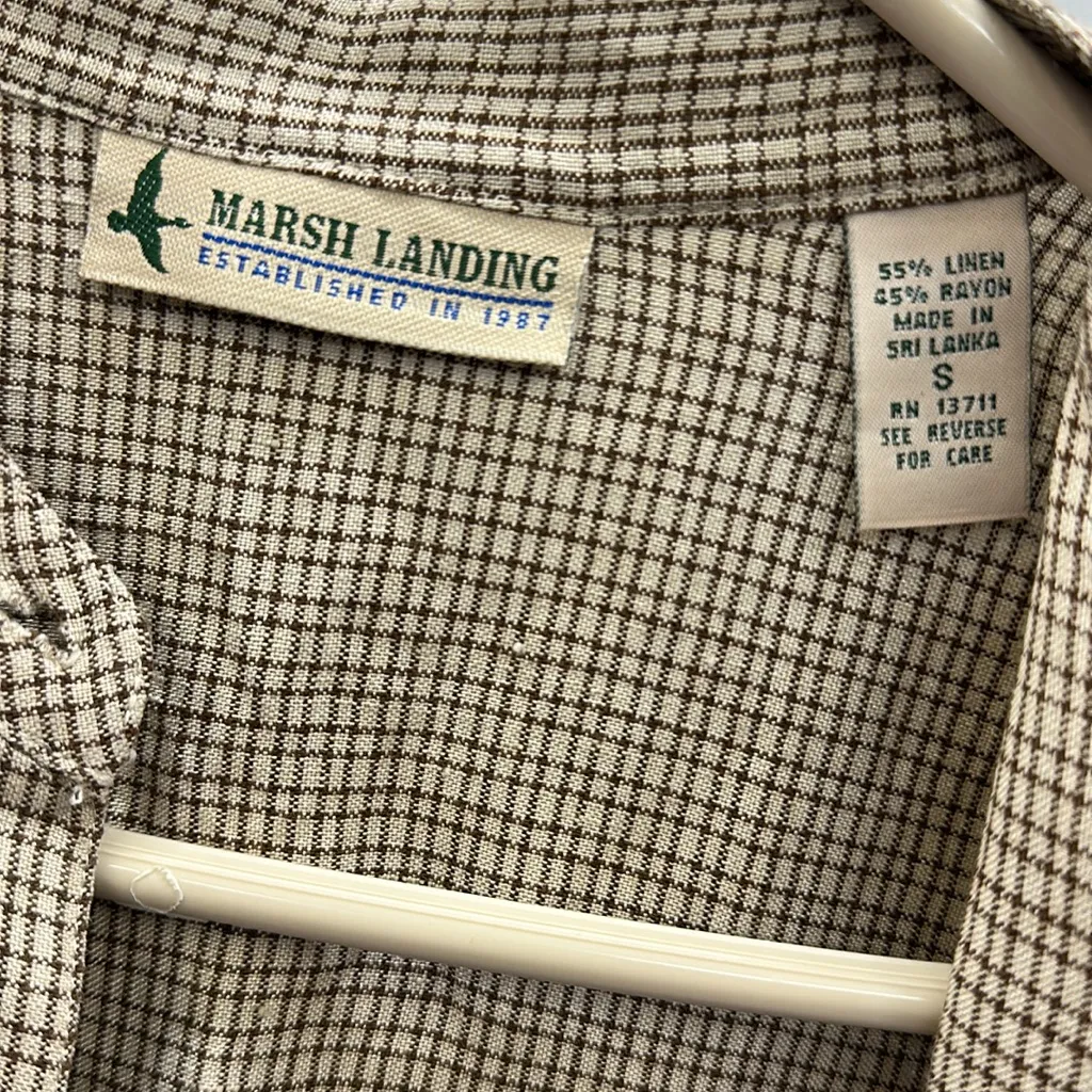 Marsh Landing Vintage Linen Blend Button Up Long Sleeve Tunic Blouse Womens S - Image 9