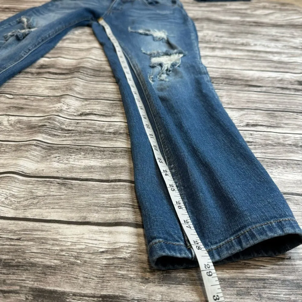 KanCan Women's Straight Leg Ripped Jeans 29 Medium Blue Distressed Ripped Trendy - Image 12