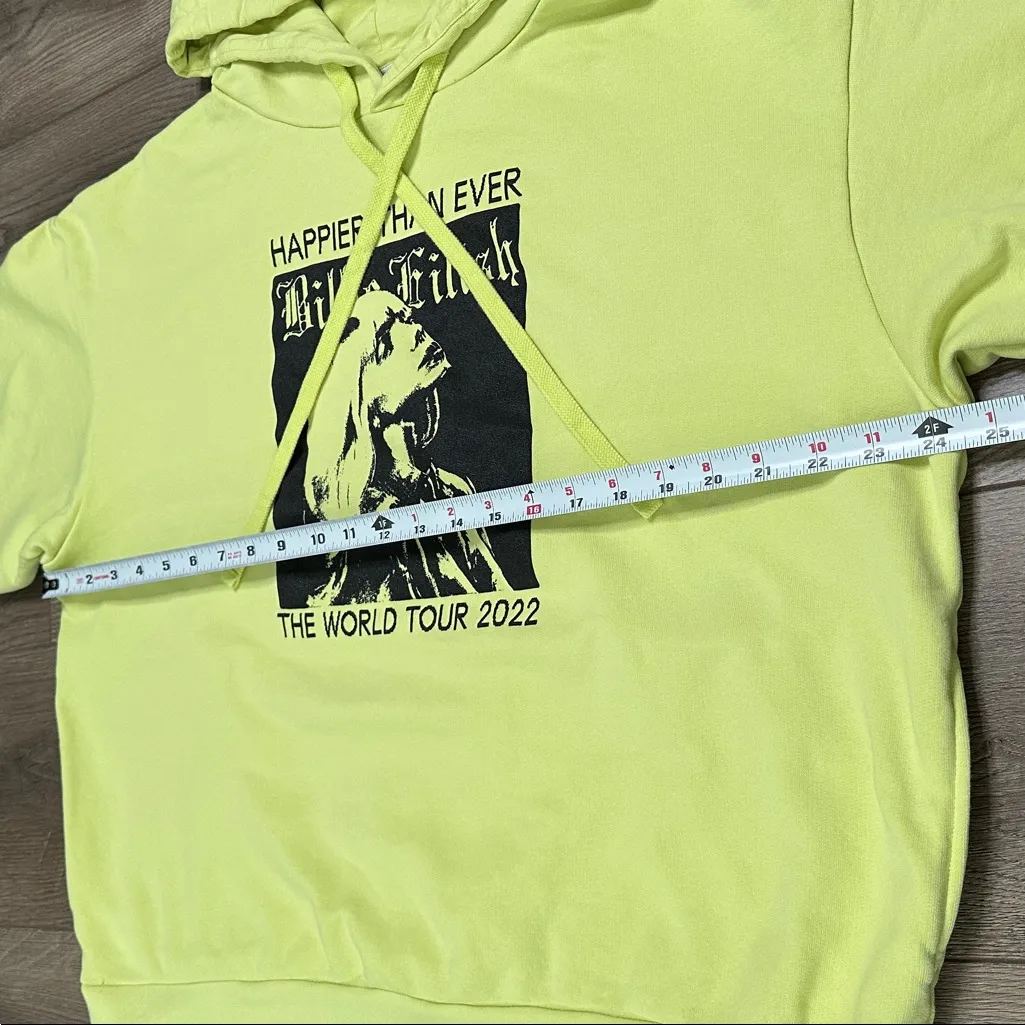 Billie Eilish Happier Than Ever The World Tour 2022 Hoodie Lime Green Large - Image 9