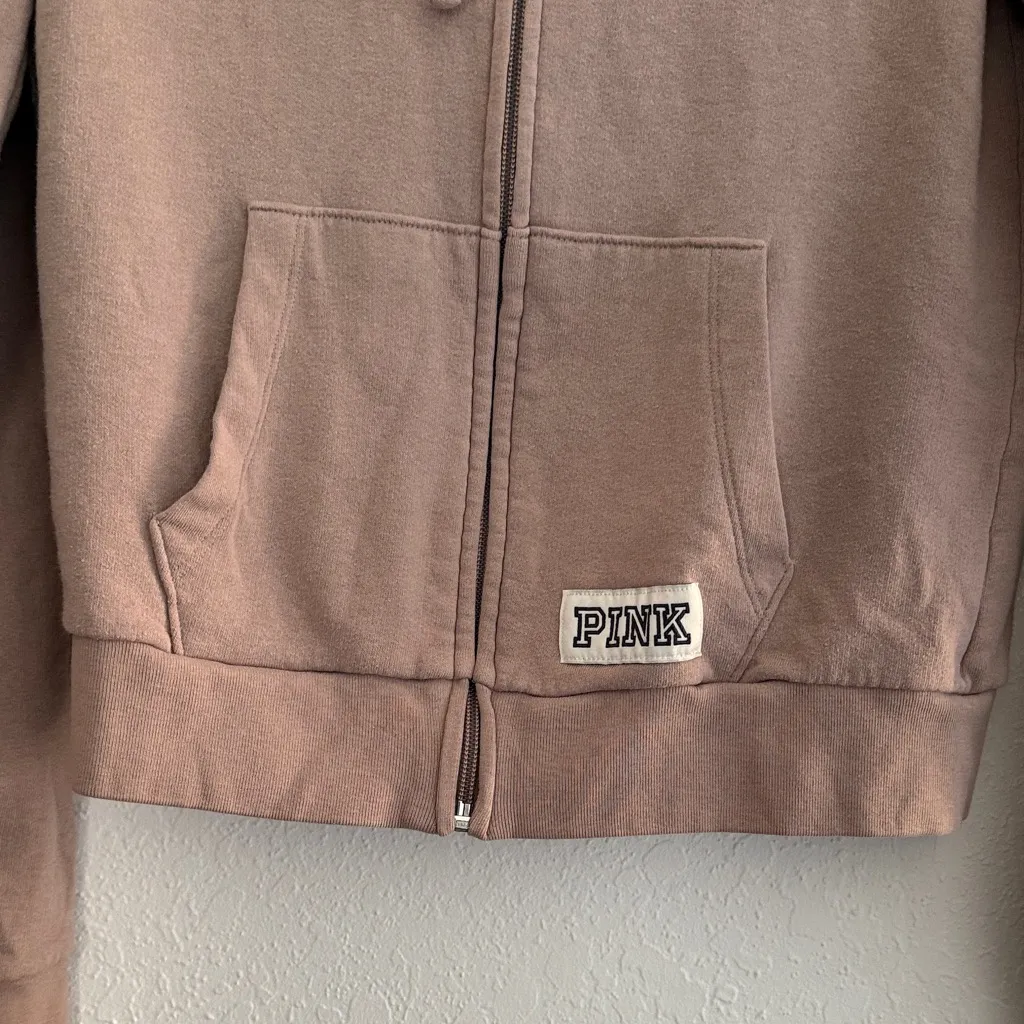 Victoria’s Secret Pink Dusty Rose Zip Hoodie Love Pink Logo Women’s Size Small - Image 3