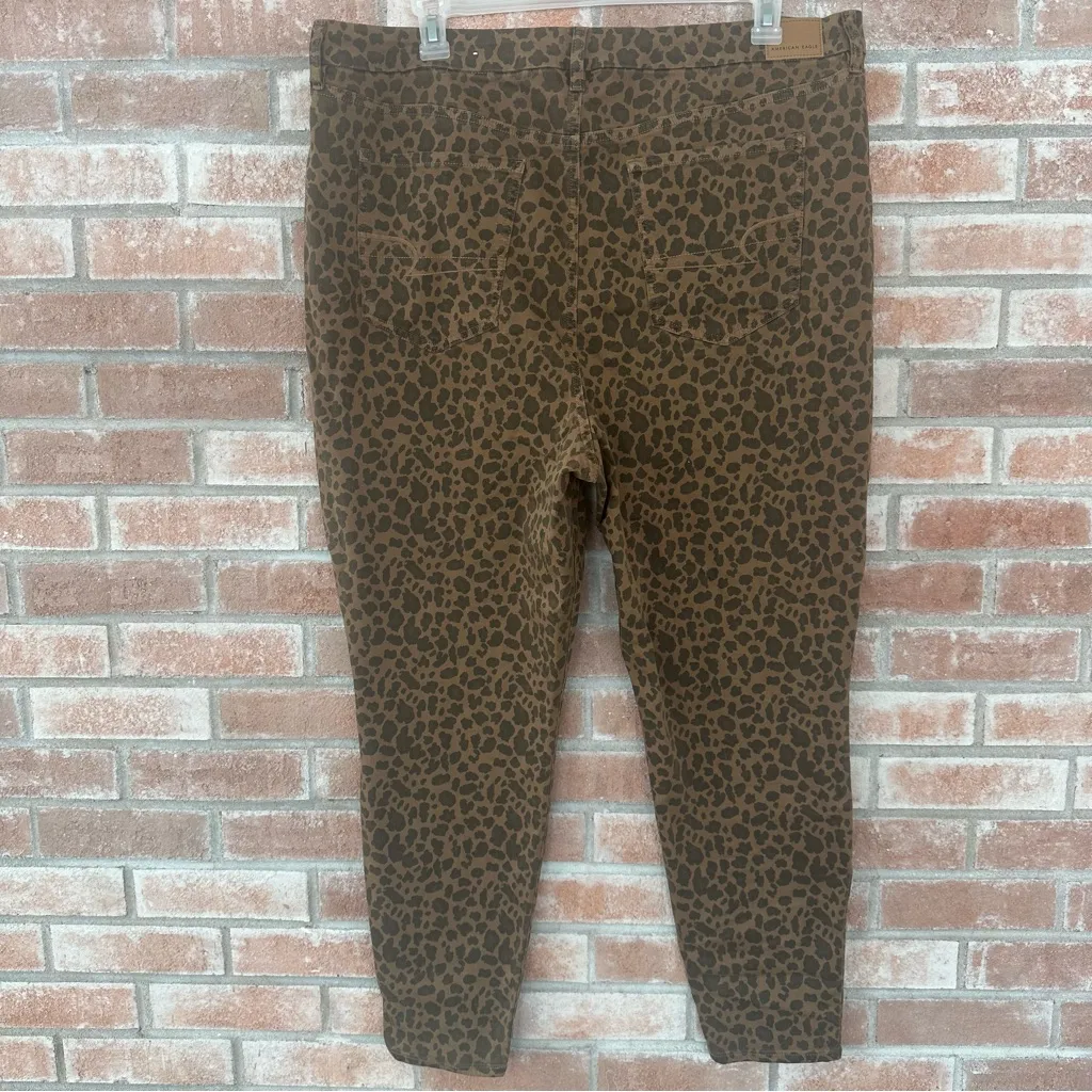 American Eagle Super High Rise Jeggings Leopard Animal Print Women’s 22 Plus Tan - Image 4