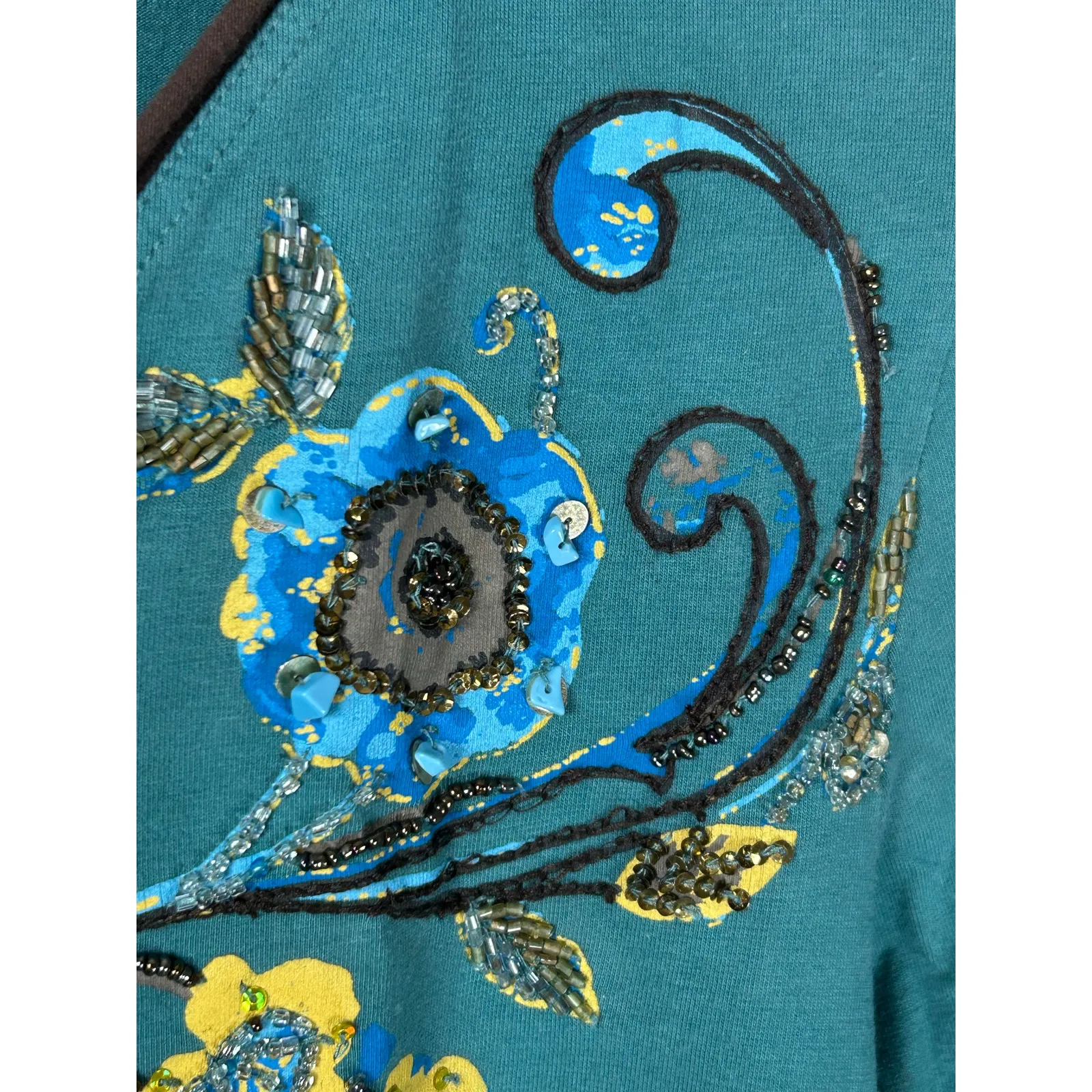 Double D Ranch Dress Size XS Western Boho Beaded Long Sleeve Cowgirl TINY FLAW Blue - Image 15