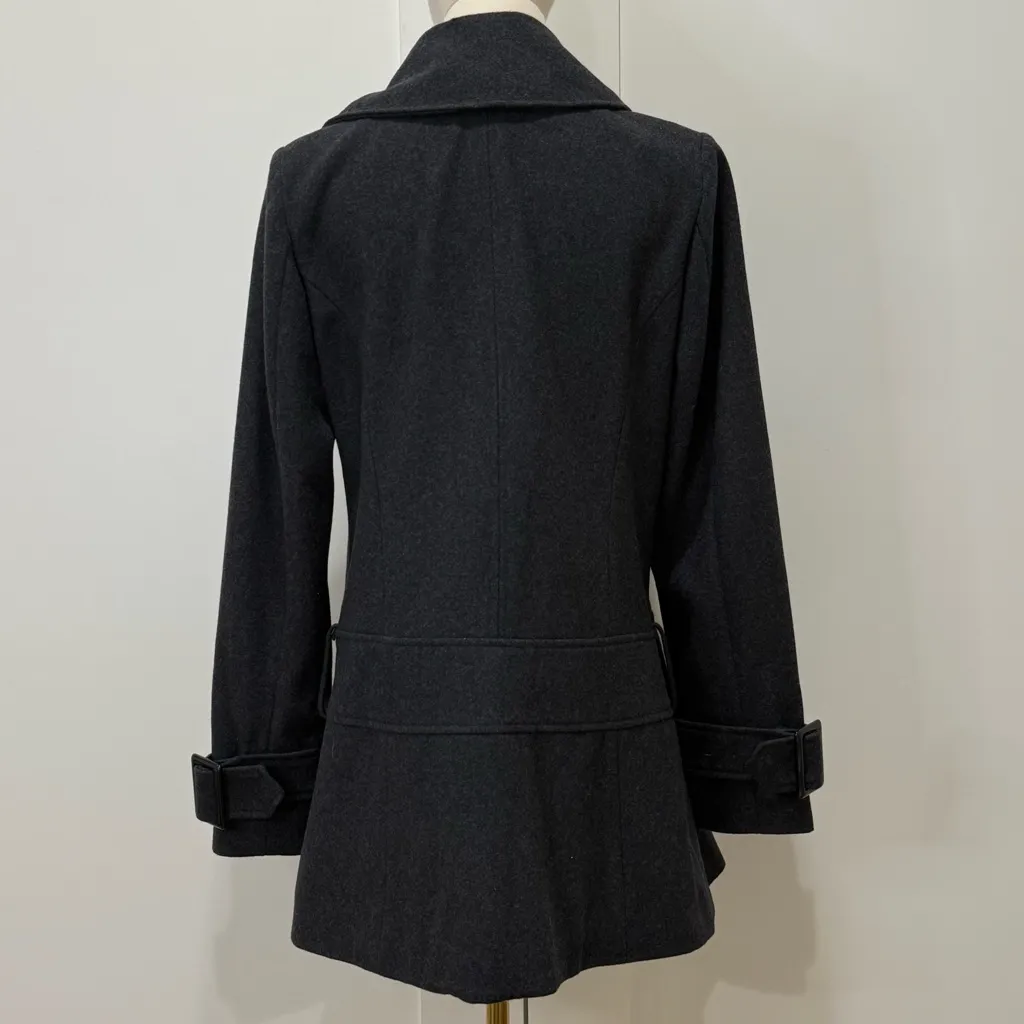 NWT Barney’s New York Co Op Wool Pea Coat Small Gray Double Breasted Preppy Chic - Image 3