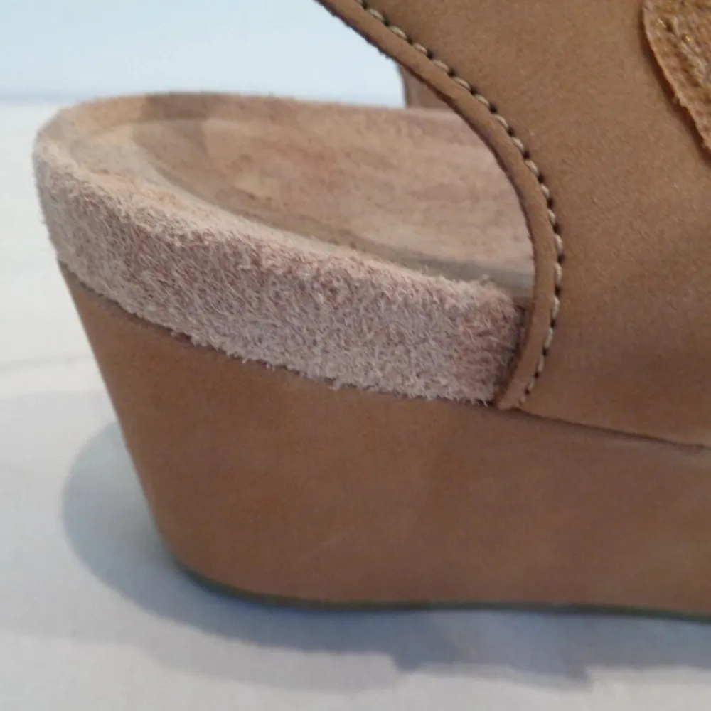 NWOB UGG Australia VEVA Chestnut Leather Wedge Heel Sandals Womens Shoes Size 8 - Image 8