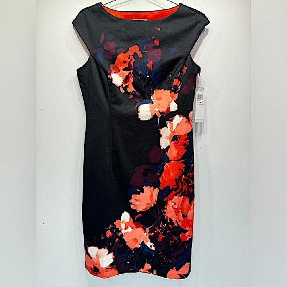 London Times ModCloth Thick Knit Floral Cap Sleeve Midi Shift Dress Size 10 NEW - Image 3