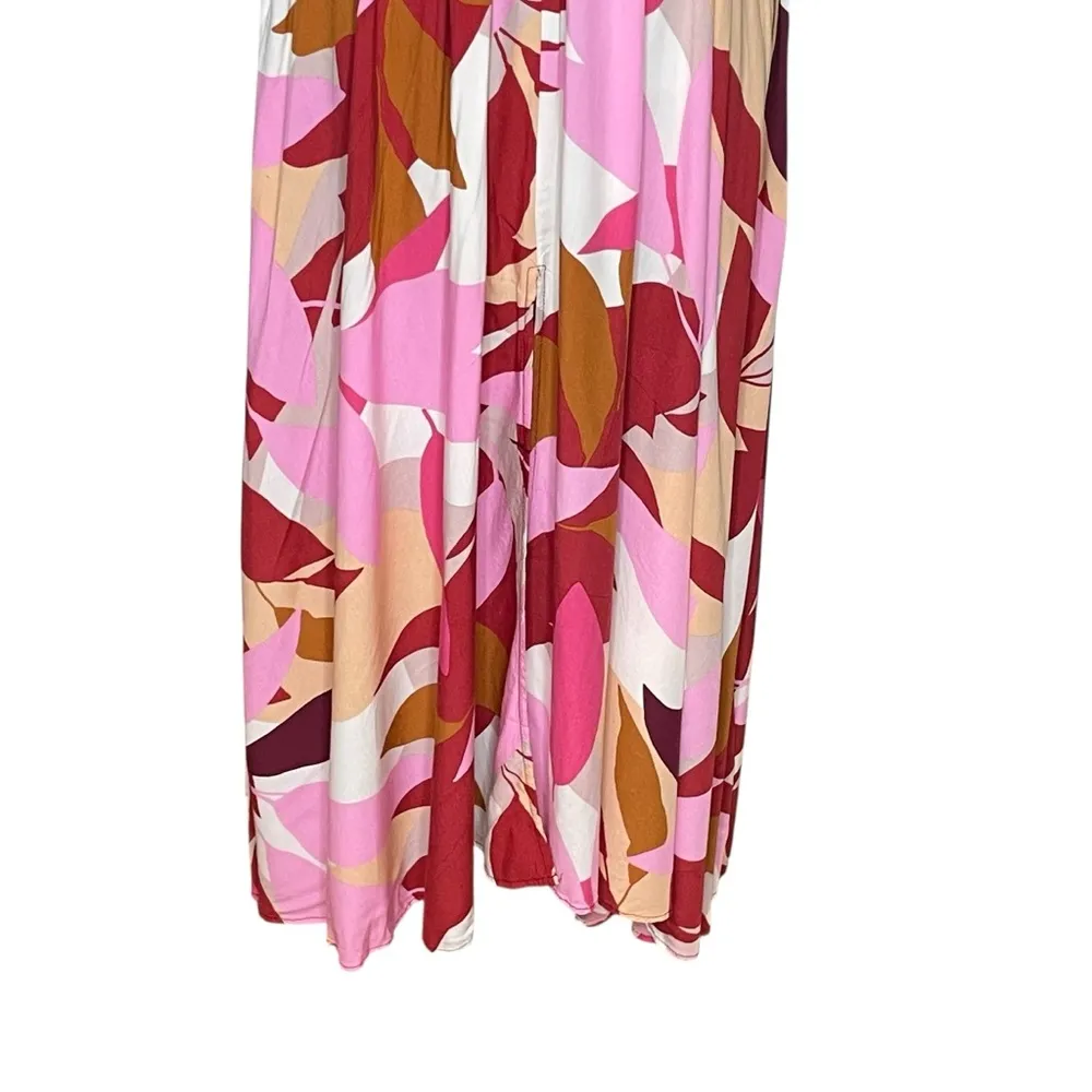 Abel The Label Pink Abstract Floral Back Cutout Boho Maxi A-line Dress XS - Image 10