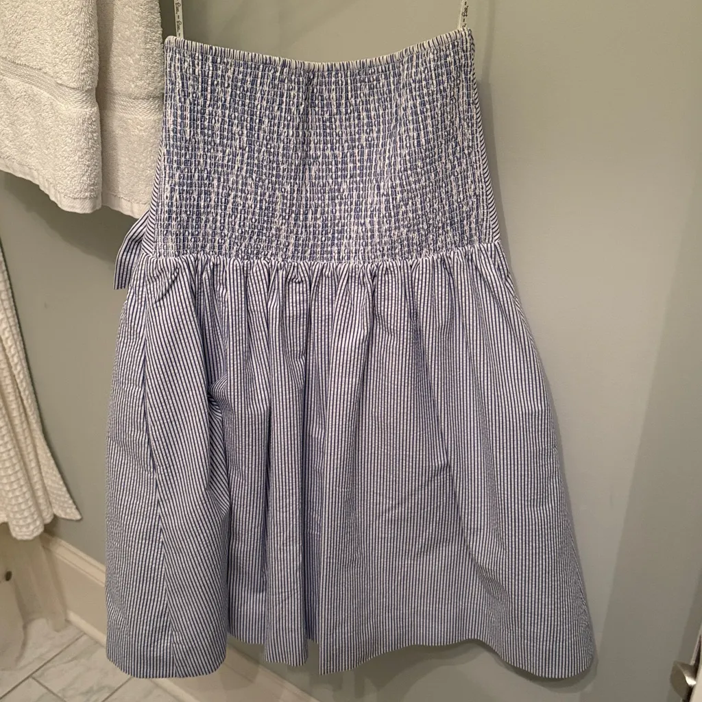 LILLY PULITZER Henrietta Striped Seersucker Strapless Fit and Flare Dress - Sz M - Image 4