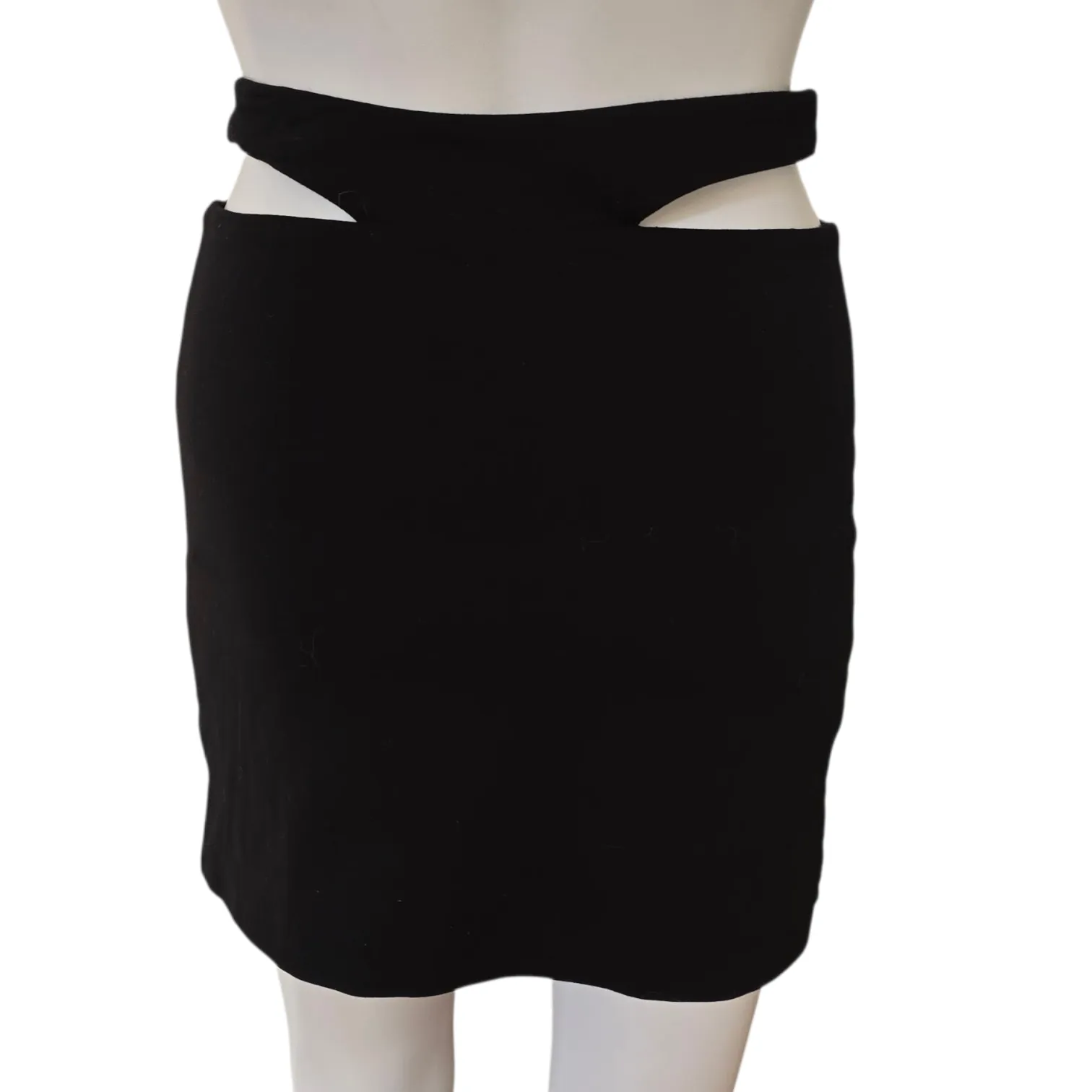 Pull & Bear Black Cut Out Detail Mini Skirt Size Small Festival Clubwear Bodycon - Image 5