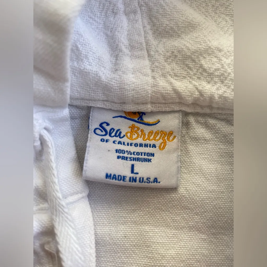VTG Sea Breeze 100% Cotton Canvas Lightweight Hooded Button Shacket White Size L - Image 2