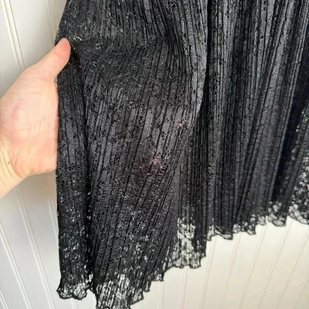 Victoria's Secret black lace goth witchy pleated neglige size large A35 - Image 3