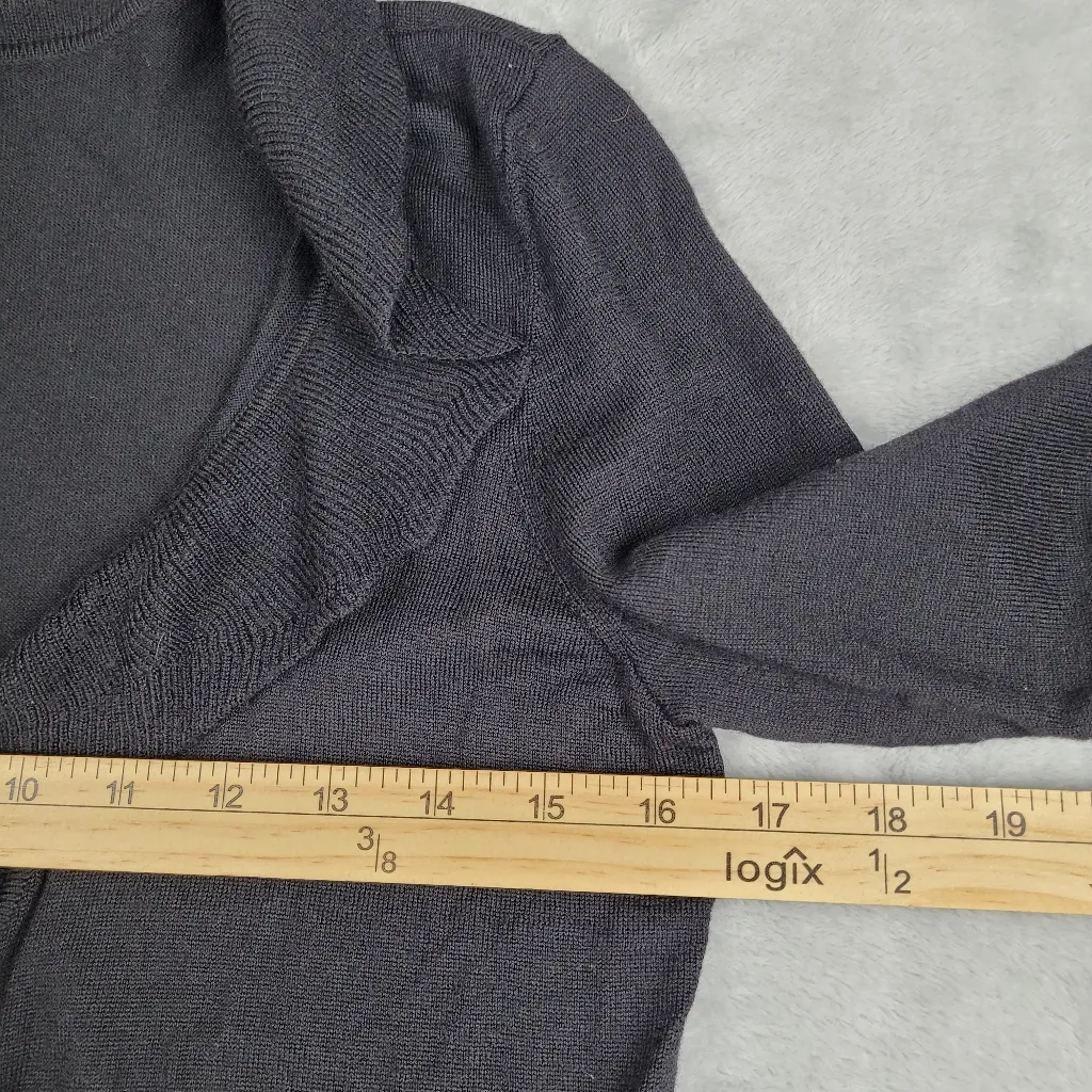 Talbots Womens Cardigan Pure Italian Merino Wool Black Long Sleeve Size S Petite - Image 6