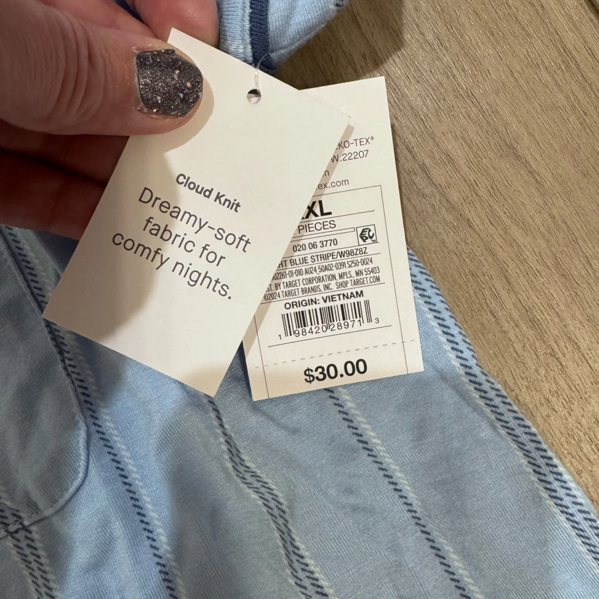 Auden Cloud Knit blue striped pj set - Image 3