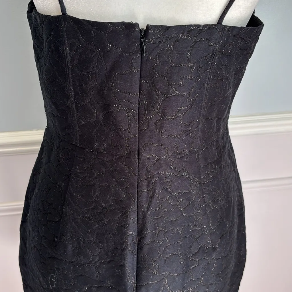 J.Crew Cocktail Dress Size 8 Floral Jacquard Glitter Black Party Cotton Silk LBD - Image 10