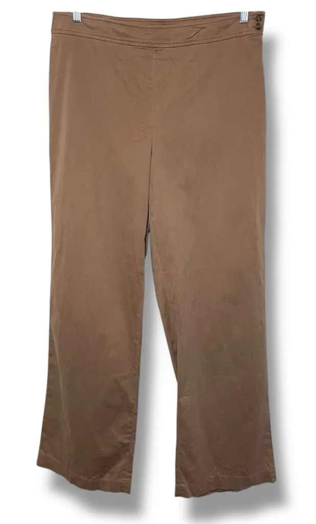 VINTAGE COLDWATER CREEK Light Brown High Rise Wide Leg Chinos, Size 14 - Image 1
