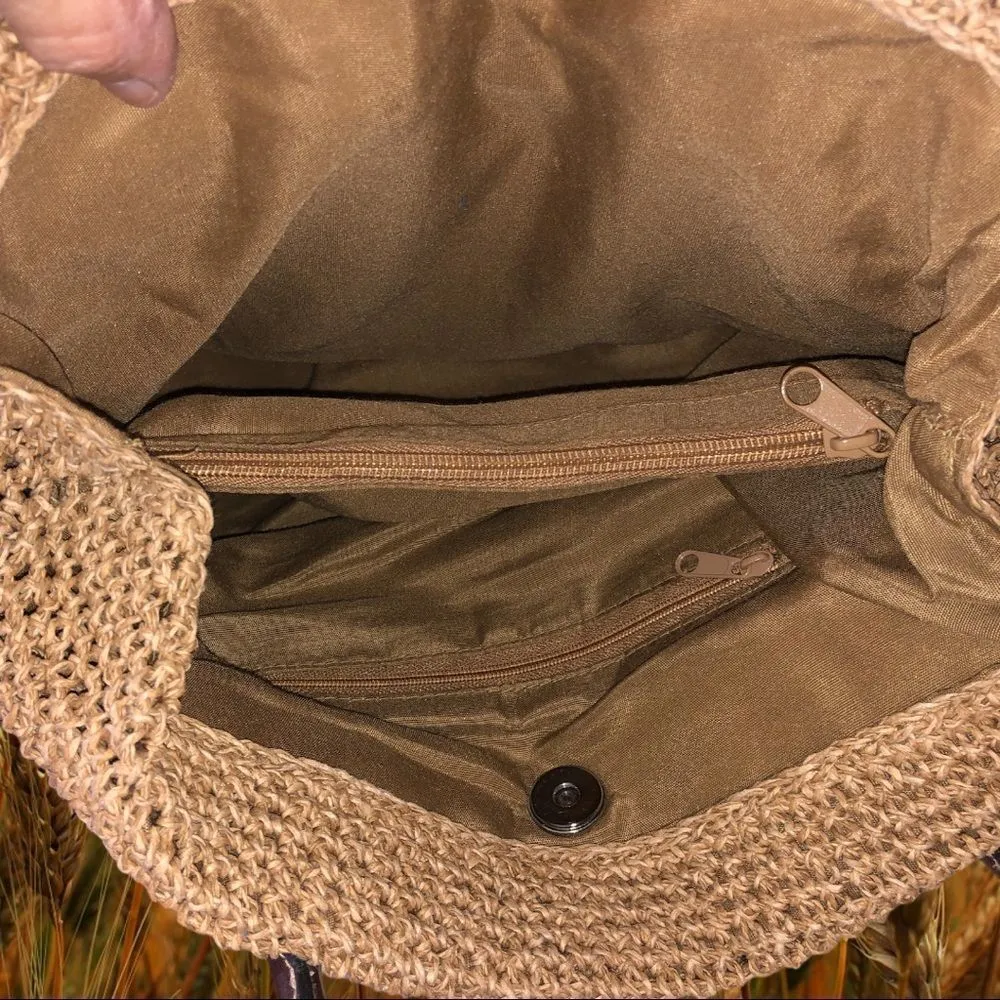 Tan crochet bag with brown straps Tan - Image 3