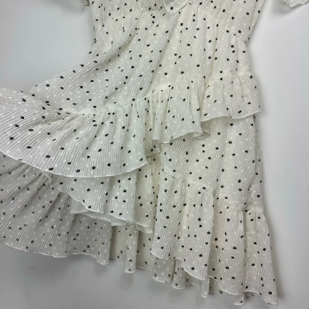 Zara Polka Dot Mini Dress Sz Small Swiss Dot Ruffle Flutter Sleeves - Image 11