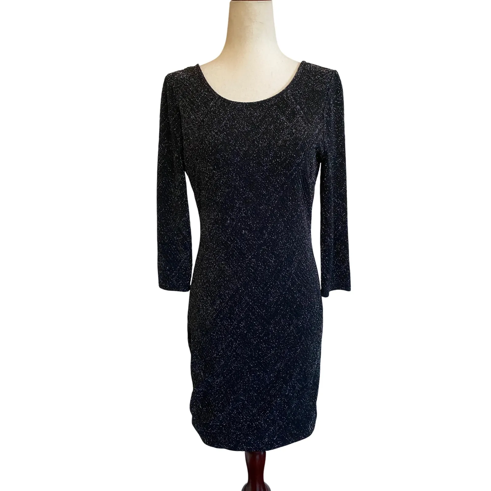 Trixxi Black Metallic Sparkle Open Back Bodycon Dress -‎ EUC - Size 11 - Image 4