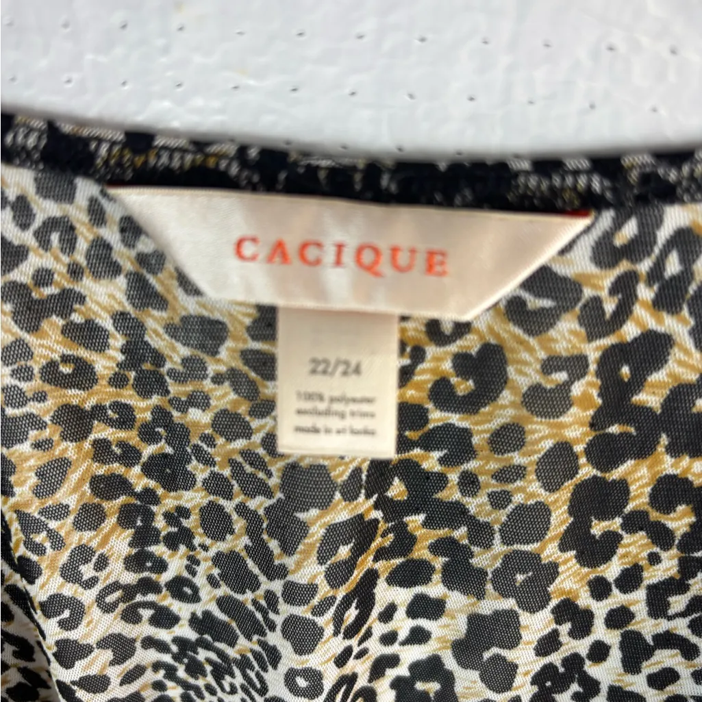 Cacique 22/24W 3X Animal Print Semi-Sheer Front Tie Robe - Image 7