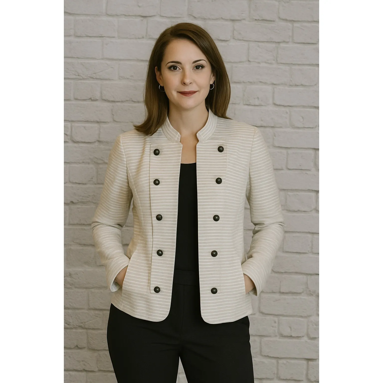 Tommy Hilfiger Striped Double-Breasted Cotton Jacket Women's XL - Image 2