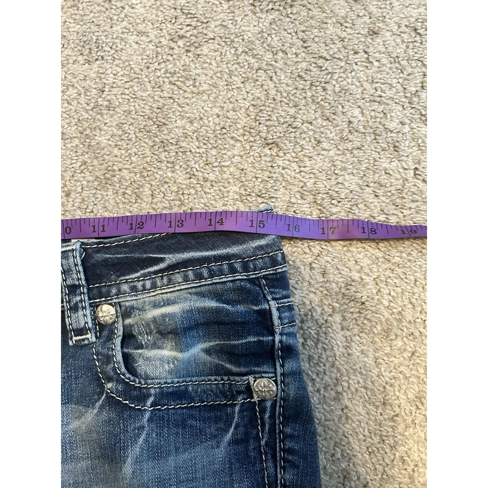 MISS ME Y2K Low Rise Signature Slim Boot Cut Denim Jeans Size 28 / 30.5 Inseam‎ - Image 4