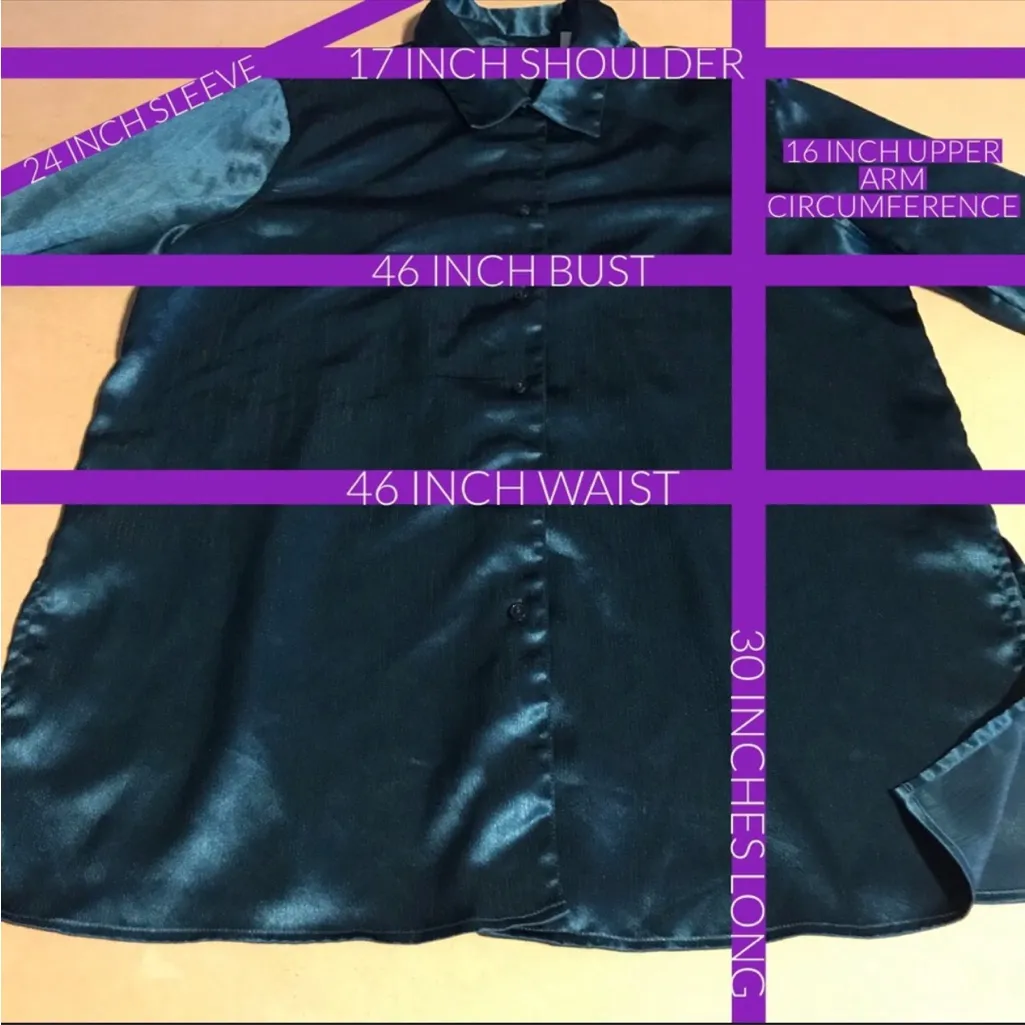 JACLYN SMITH DARK FOREST GREEN JEWEL TONE SATIN BUTTON DOWN BLOUSE (14) - Image 11