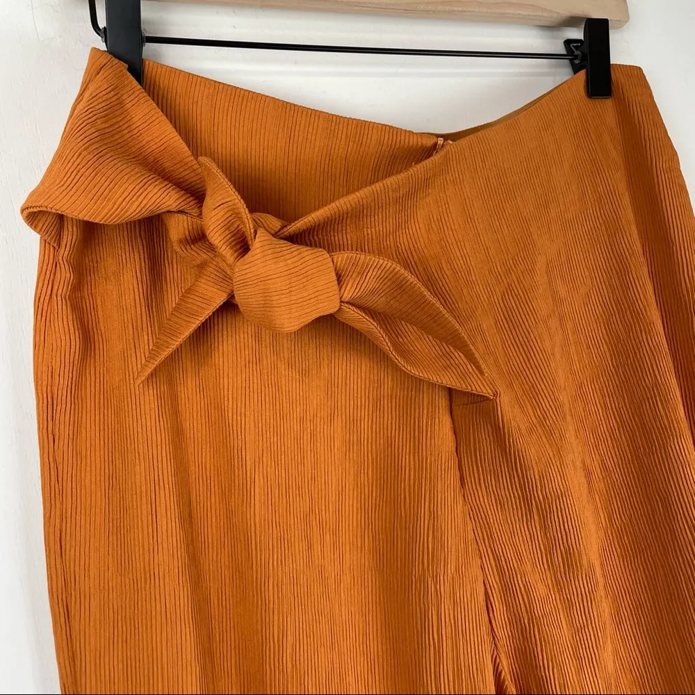 ASTR The Label Ribbed Wide Leg Crossover Tie Wrap Crop Asher Pants Sz Large - Image 5