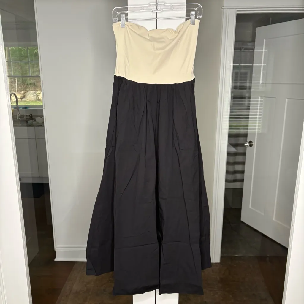 NWT J. Crew Strapless Colorblock Mixy Dress Natural Black - Image 2