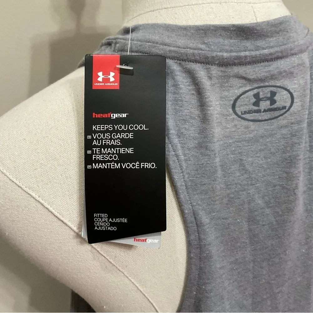 Womens Chicago Bulls Tank Top Grey Sz M New Under Armour Racer Back HeatGear - Image 4